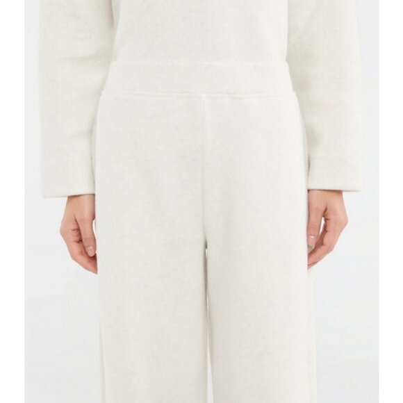 💕VINCE💕 Cotton-Blend Wide-Leg Fleece Trousers ~ White and Grey Melangé XL NWT - Picture 9 of 17
